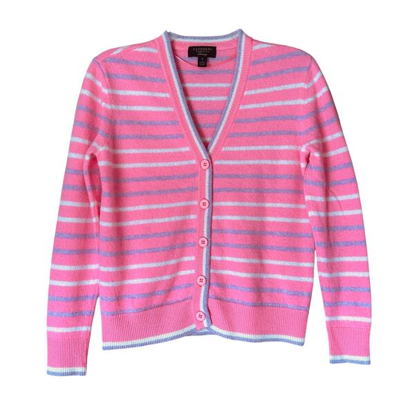 Charter Club Sweaters - Charter Club Pink Striped 100% Cashmere Cardigan S Preppy Pastel Coquette
